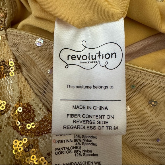 Revolution Dancewear “Encore” Gold Fringe Dance Costume size Large Child - Picture 13 of 16